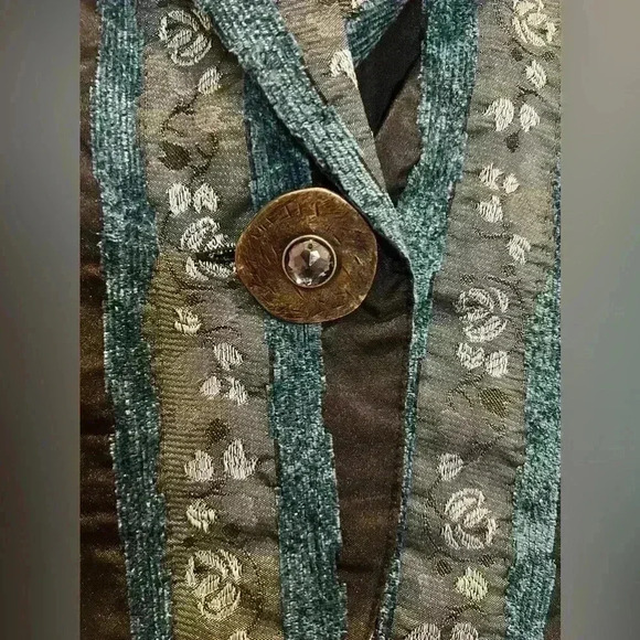 Bisou Bisou Patchwork Button Front Whimsy Goth Office Siren Blazer Size 12 - Picture 5 of 12